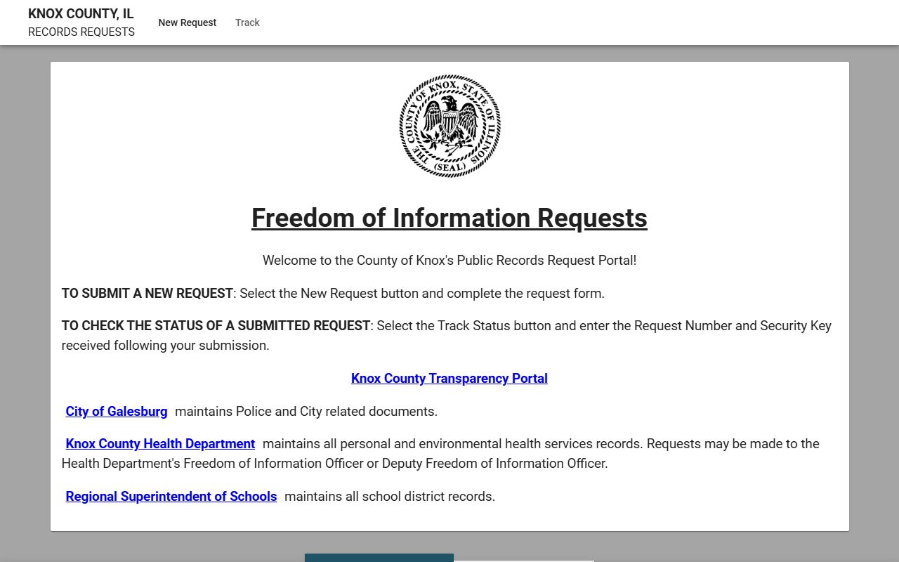 Knox County JustFOIA request portal for Knox County Jail booking records