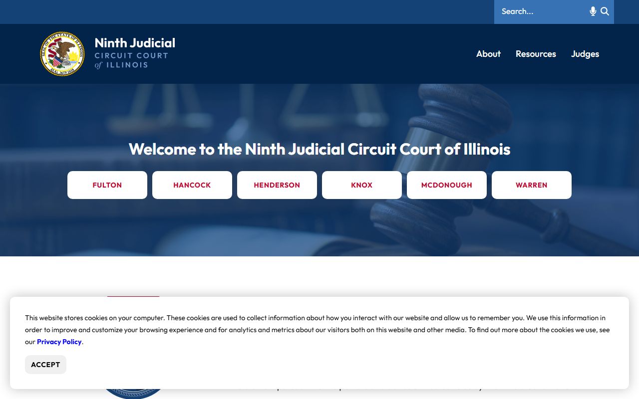 Ninth Judicial Circuit website linking to Knox County court records after an arrest